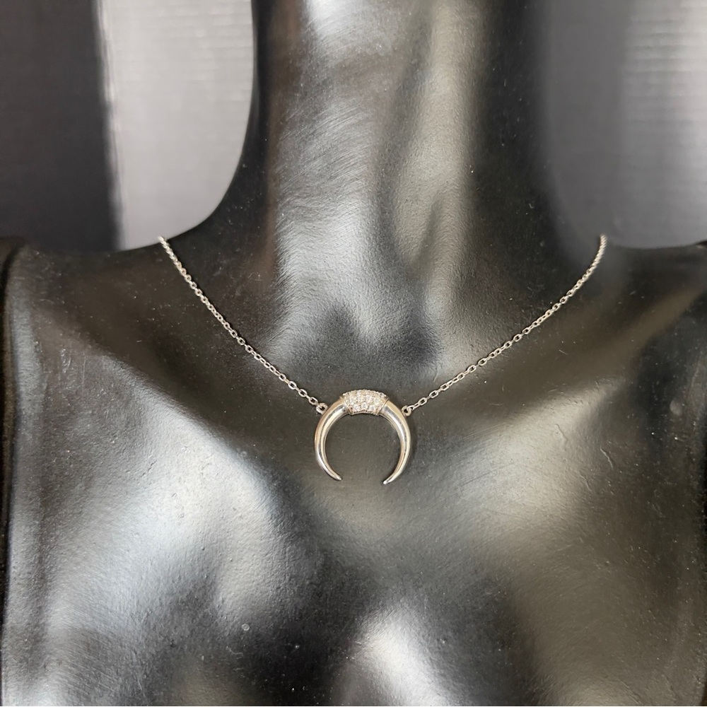 Shashi sterling silver crescent cz necklace